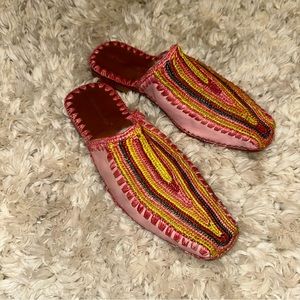 Soft Surroundings Pink Leather Slides 7